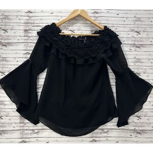 White House Black Market Top Womens XS Black Off The Shoulder Blouse Ladies